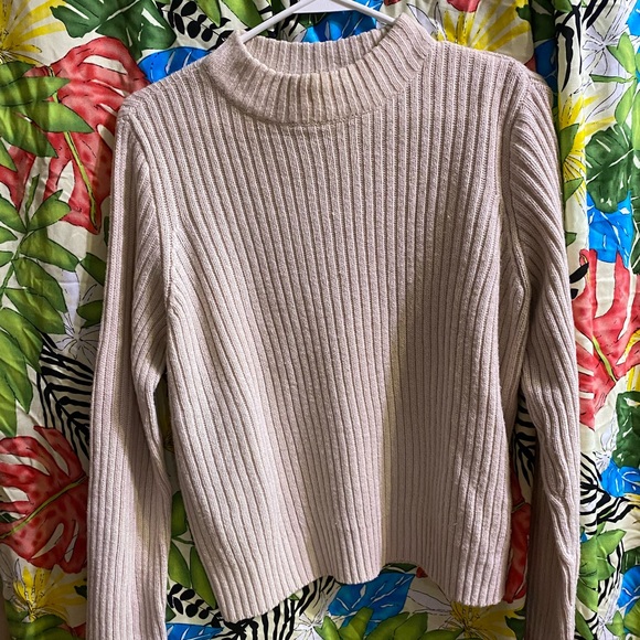 Pale Pink Mock Neck Knit Sweater - Picture 1 of 2